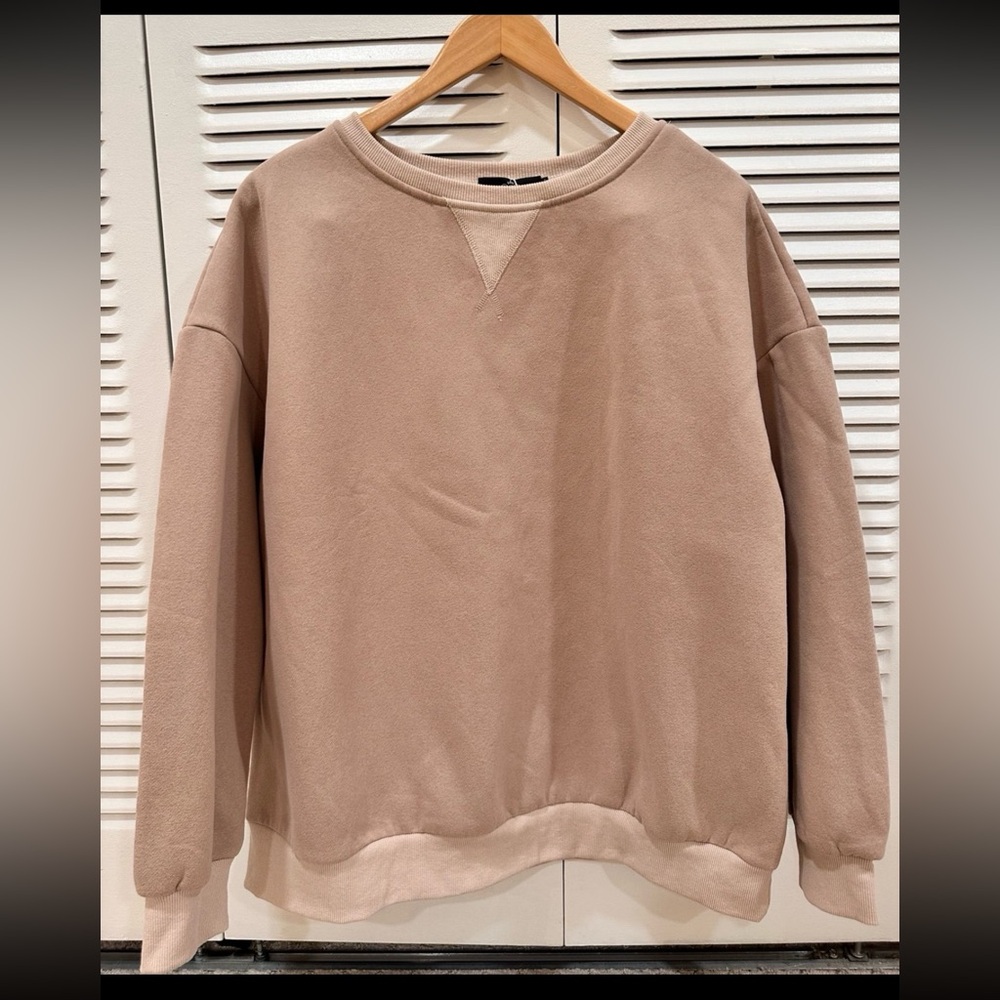Trendy Queen Women's Oversized Color Block Fleeced Crewneck Sweatshirt Size XL